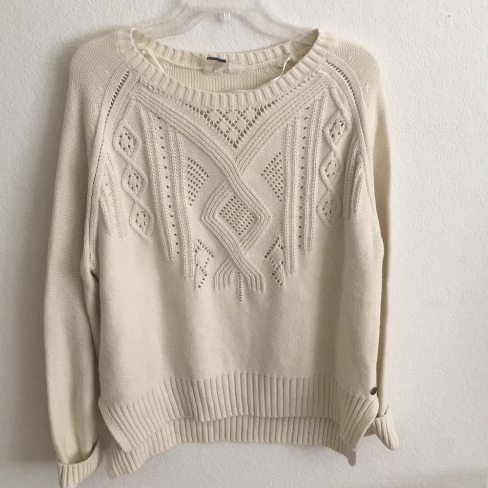 Roxy Women's Cream Knit Crewneck Sweatshirt